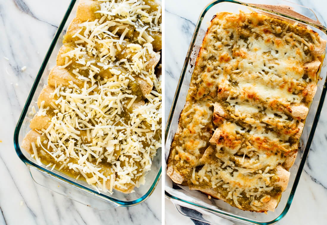 enchiladas before and after baking