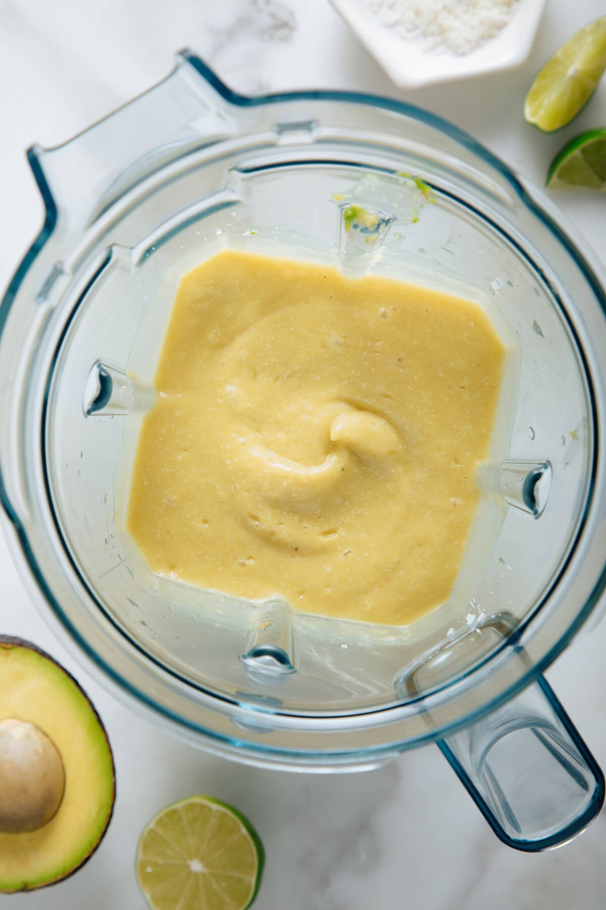 pineapple avocado smoothie after blending