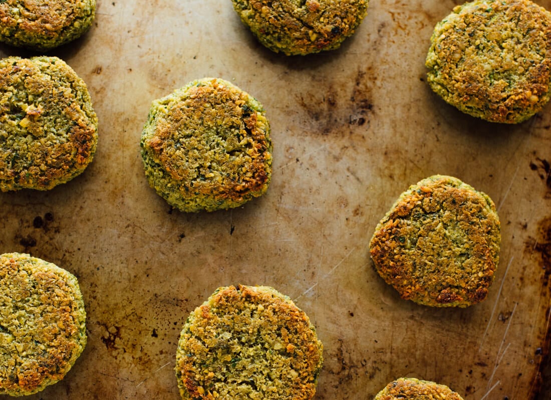 baked falafel out of oven
