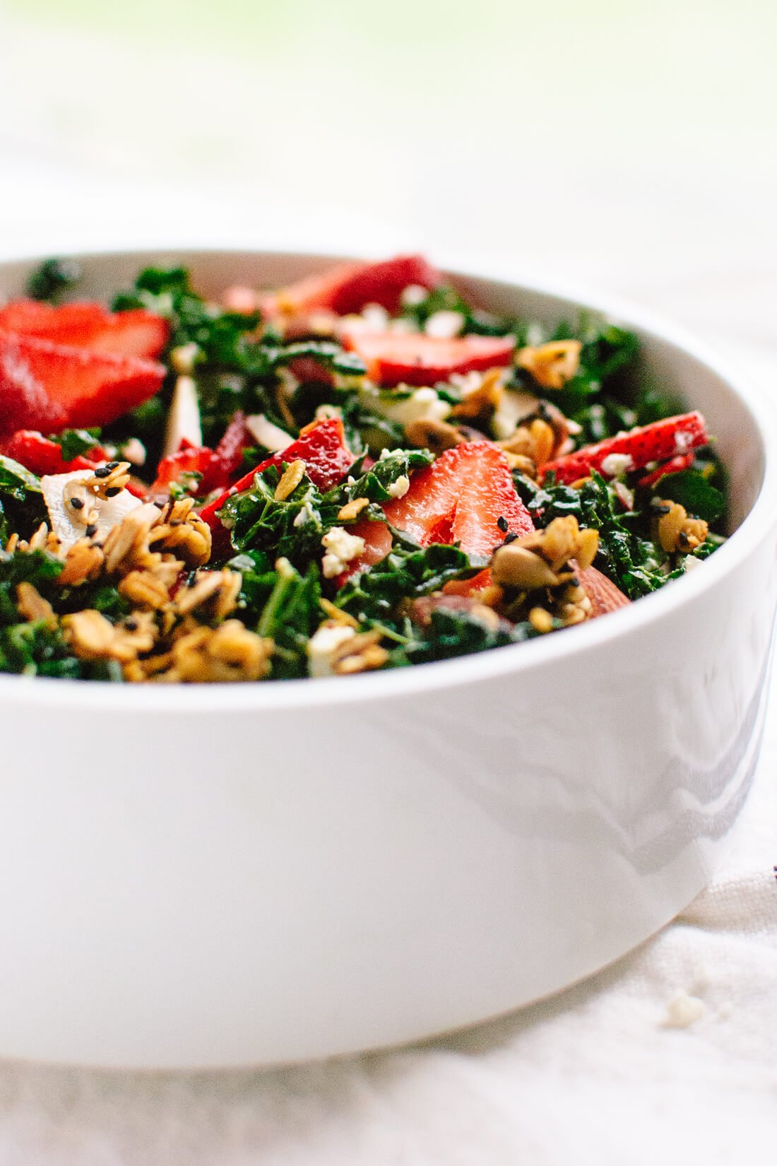 Strawberry Kale Salad with Nutty Granola Croutons