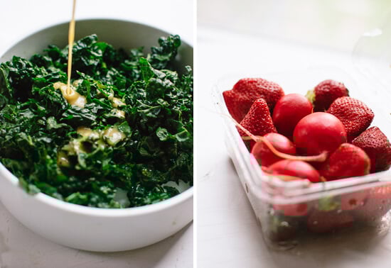 chopped strawberries and radishes