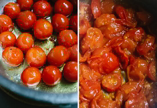 burst cherry tomatoes