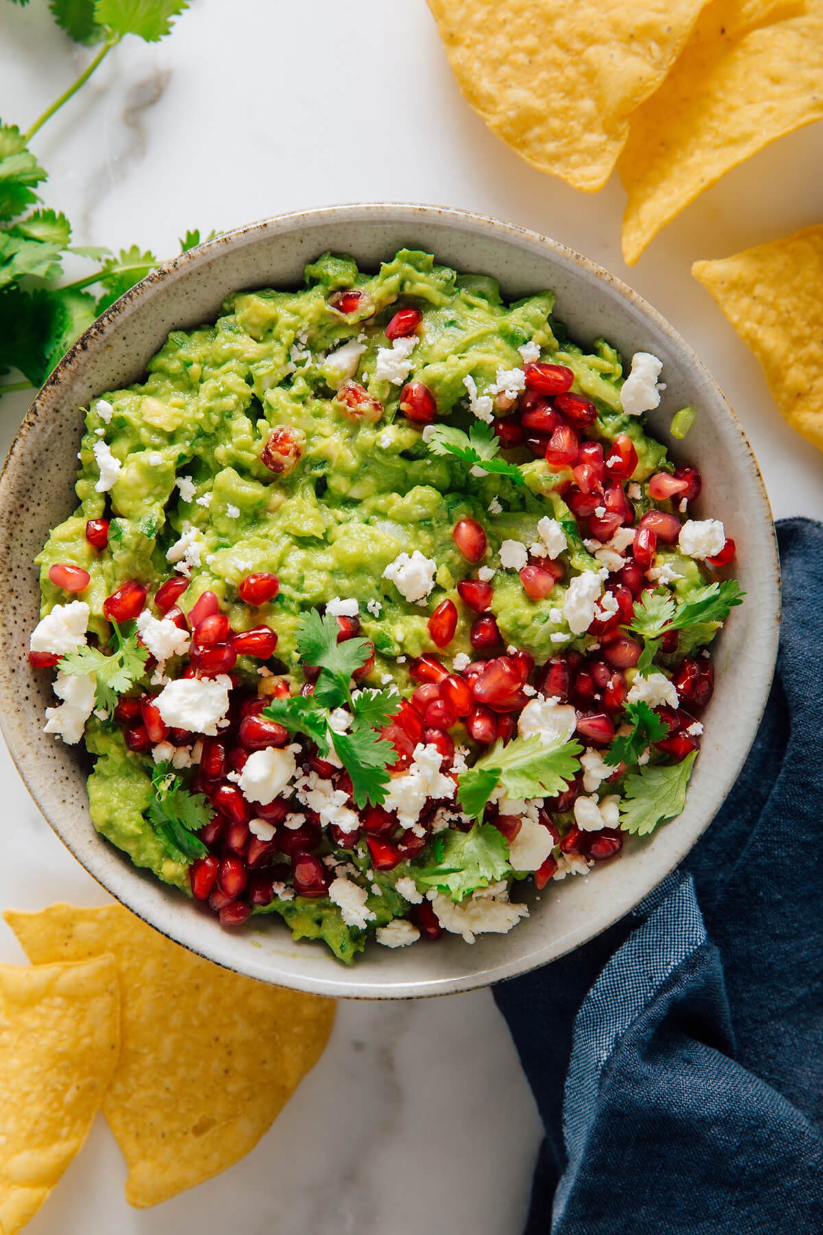 pomegranate guacamole with feta