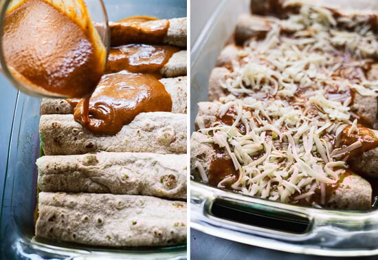 spinach, artichoke and black bean enchiladas