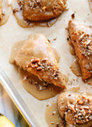 Banana nut scones with maple glaze