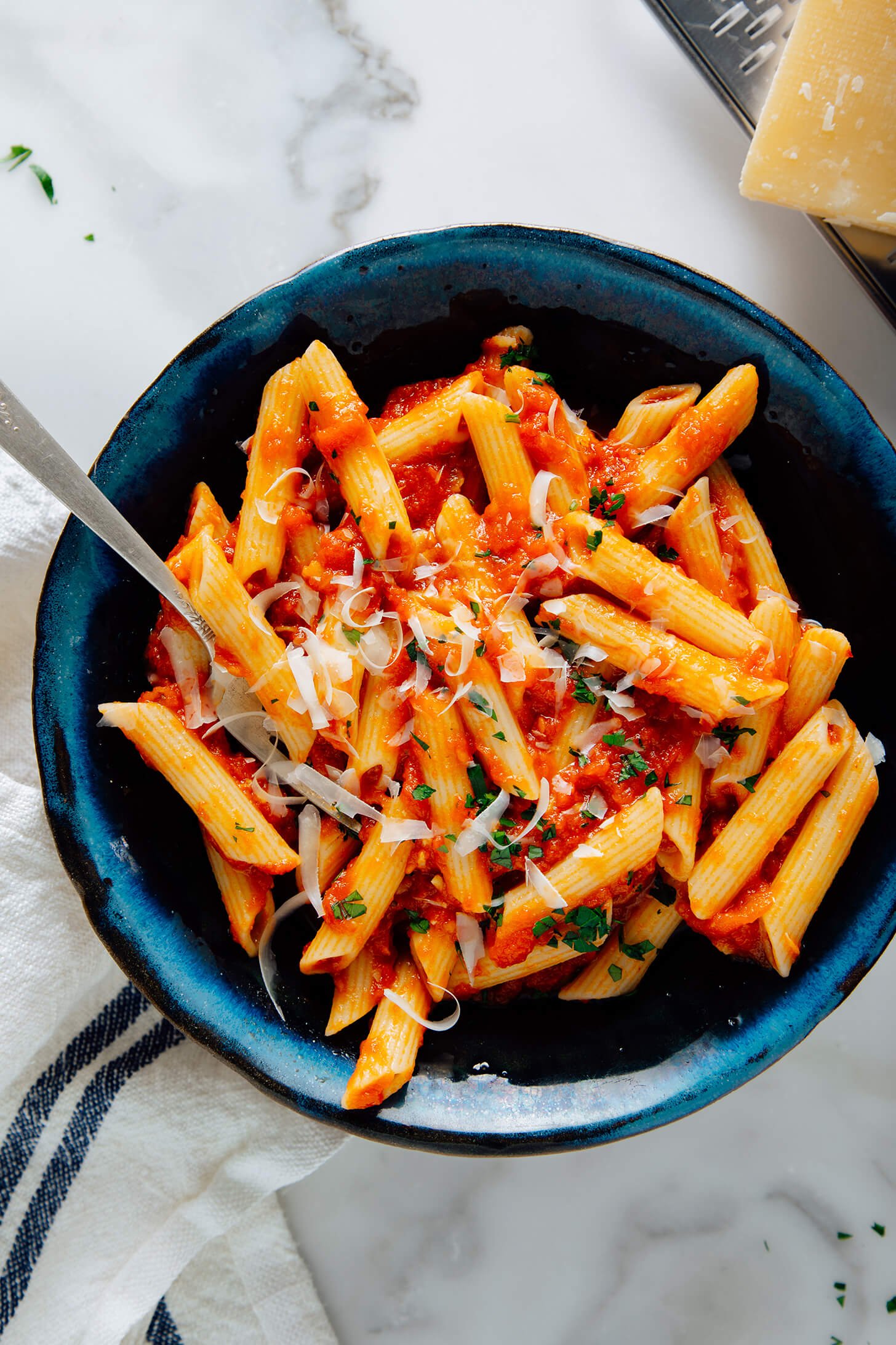 arrabbiata sauce on penne