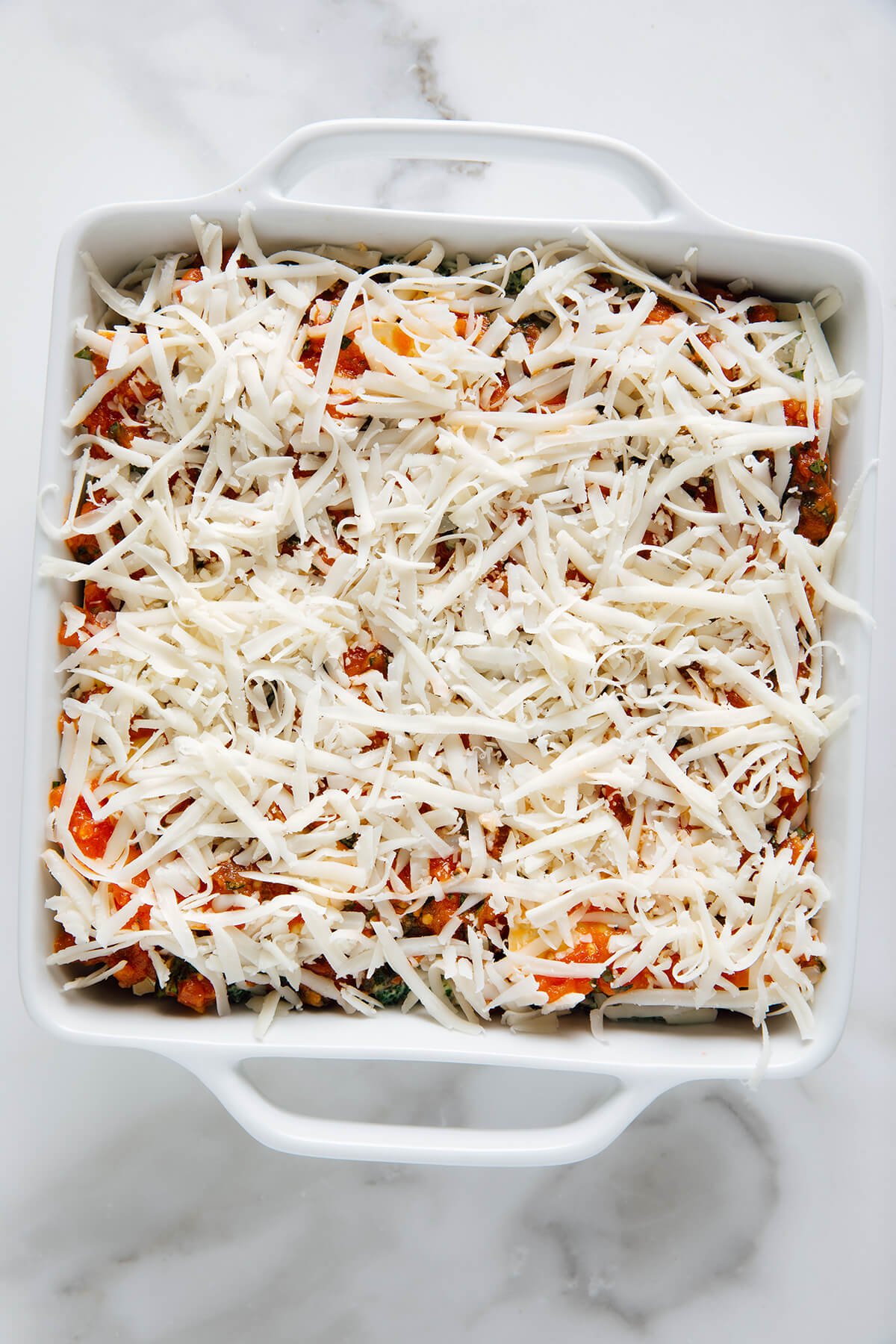 spinach lasagna before baking