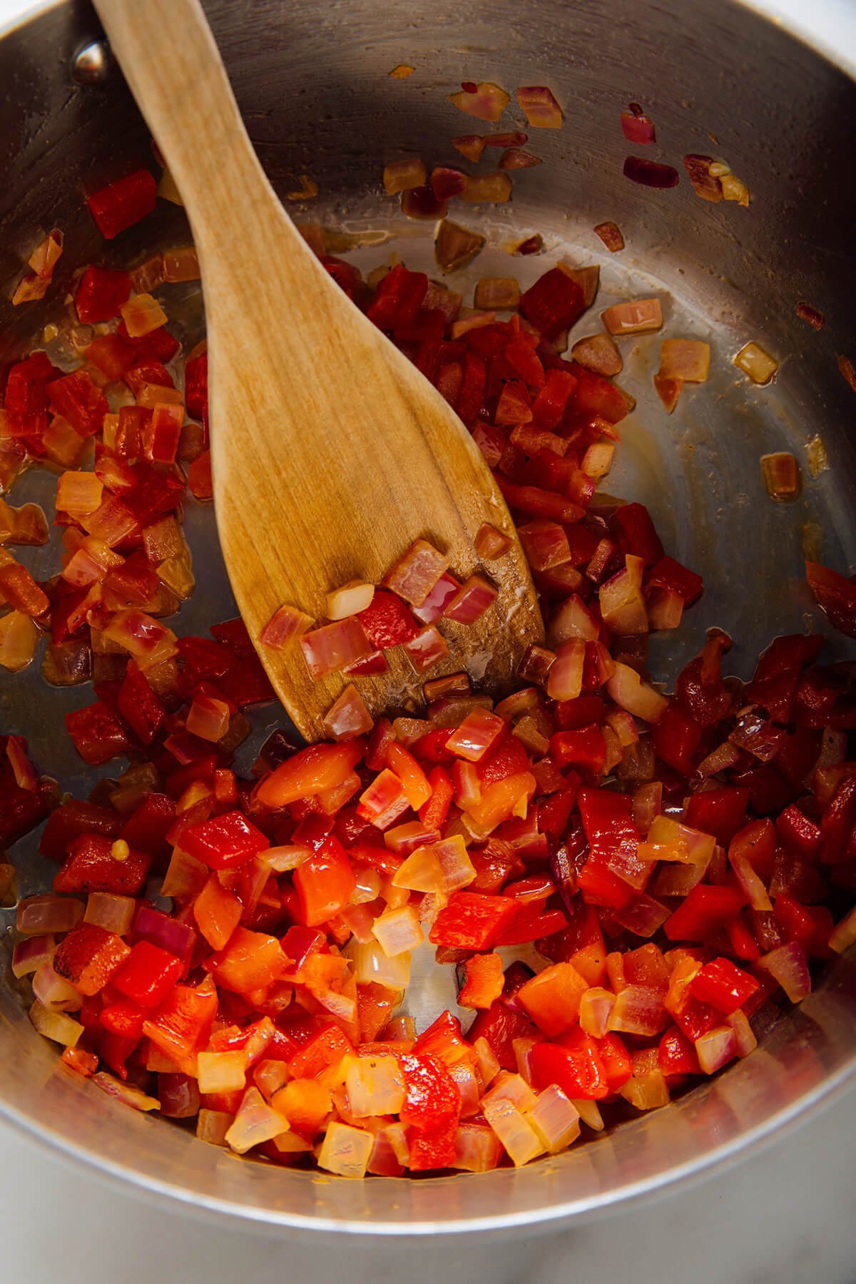 cooked onion and bell pepper