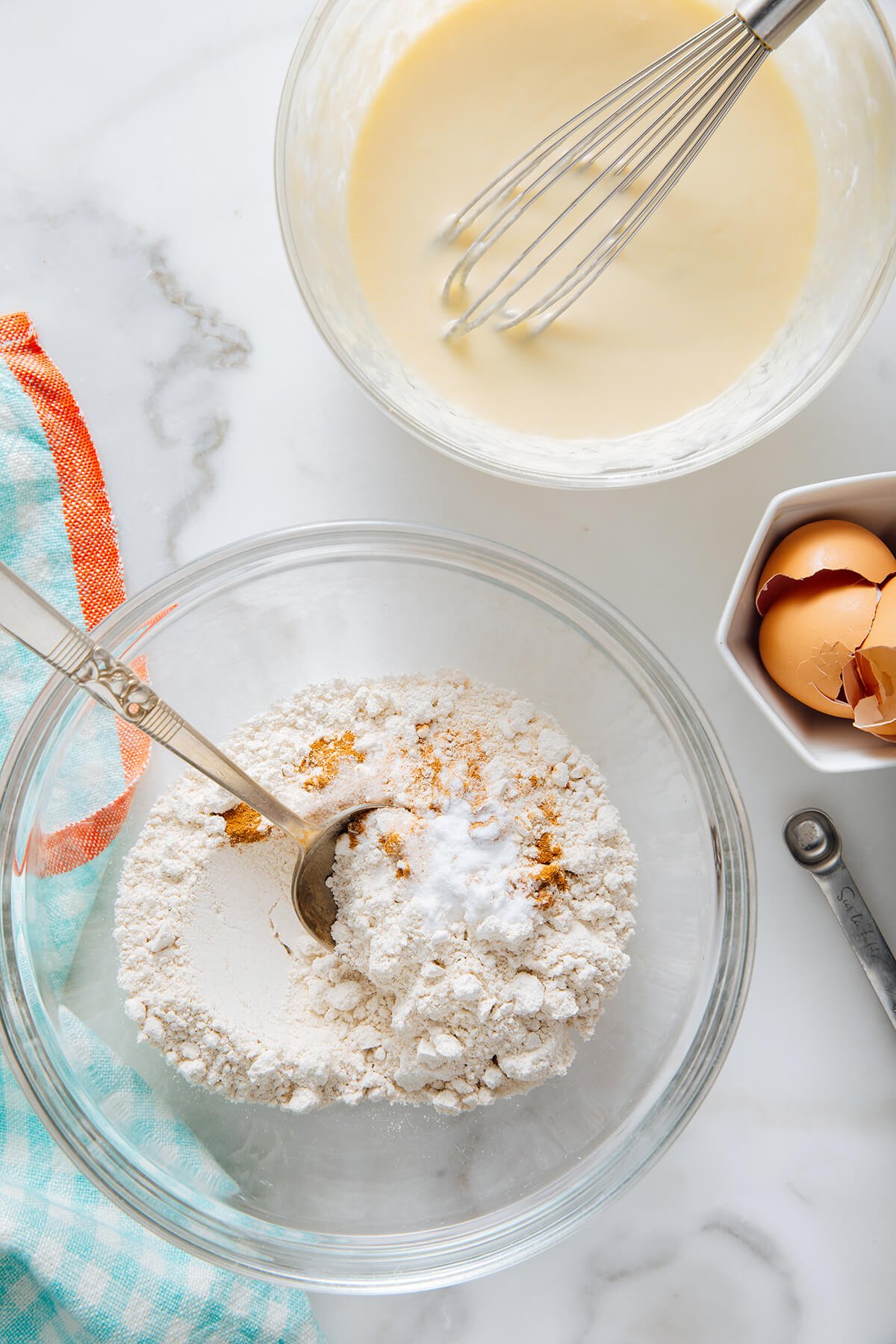 dry and wet mixtures before combining