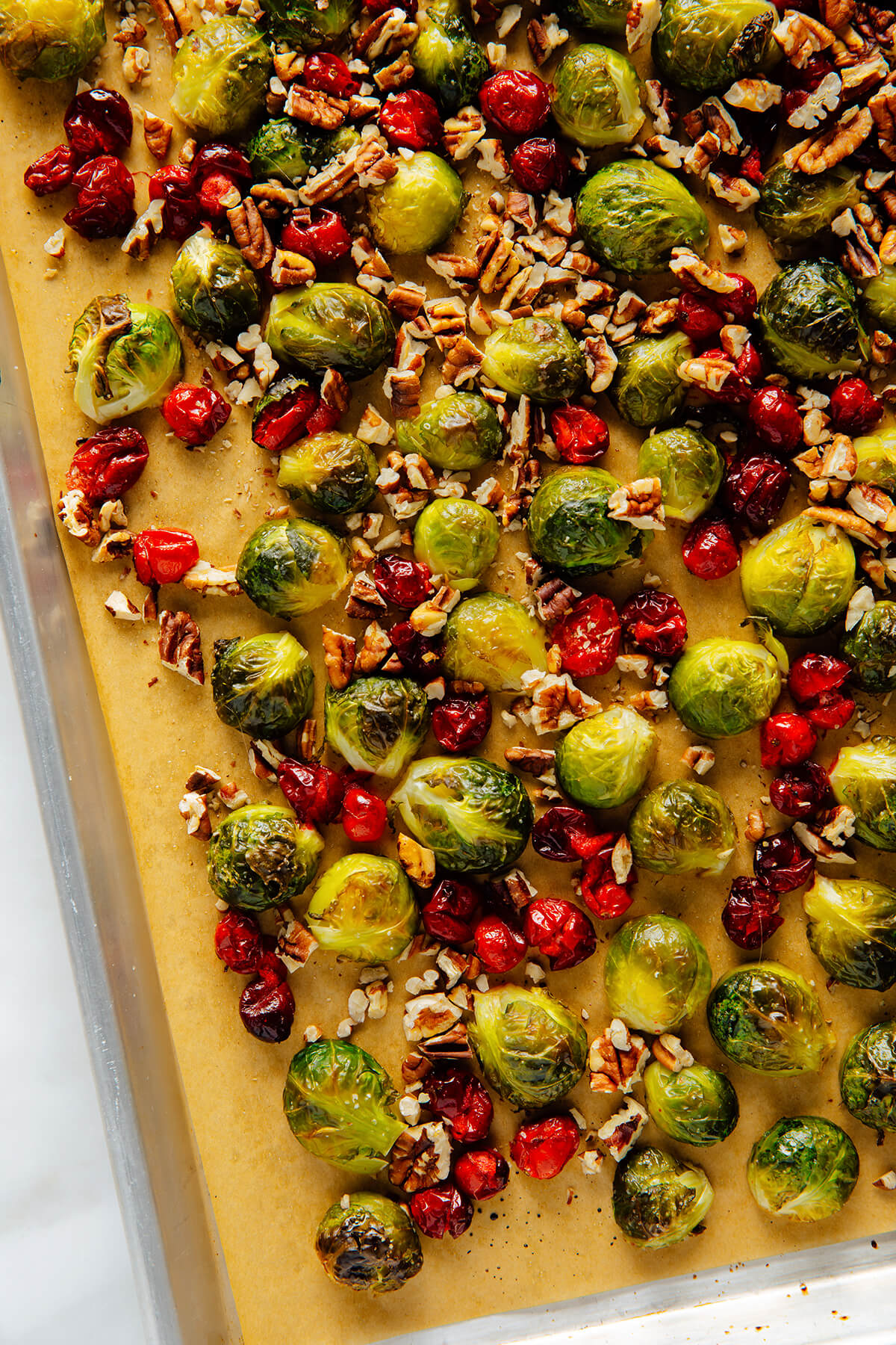 roasted brussels sprouts cranberries pecans